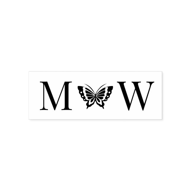 Tampon Auto-encreur Papillon #4 Couple Mariage 2 Monogramme initial (Design)