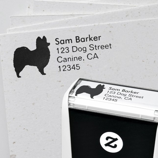 Tampon Auto-encreur Papillon Chien race Silhouette Adresse de retour (Créateur téléchargé)