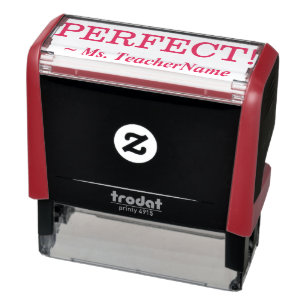 Tampon Auto-encreur "PARFAIT !" + Nom de l'éducateur personnalisé