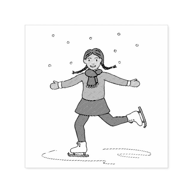 Tampon Auto-encreur Patineuse sur glace (Design)