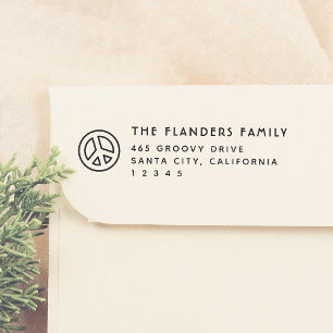 Tampon Auto-encreur Peace Retro Nom de famille Sans-Serif Adresse de r