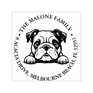 Tampon Auto-encreur Peeking Bulldog Chiot Thème personnalisé