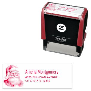 Tampon Auto-encreur Père Noël Adresse Rétro de Noël