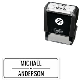 Tampon Auto-encreur Personal Library Custom Name Star Minimalist 