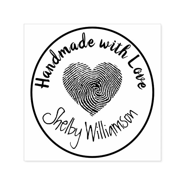 Tampon Auto-encreur Personalized Name Handmade with Love Heart (Design)