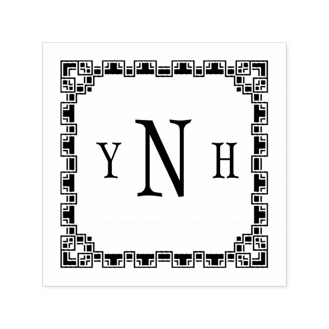Tampon Auto-encreur Personnalisable avec Monogramme à trois lettres (Design)