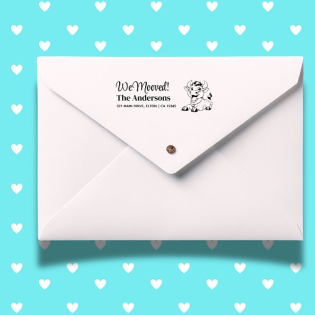 Tampon Auto-encreur Personnaliser l'adresse de retour de vache (Customize yours today for easy, personal, and stylish correspondence.)