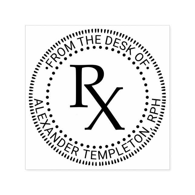 Tampon Auto-encreur Pharmacien RX « Du bureau de », « cabinet de » (Design)