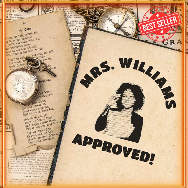 Tampon Auto-encreur Photo simple de l'enseignant Funky Face Approuvé C (Créateur téléchargé)