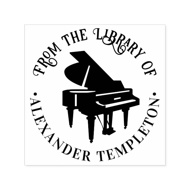 Tampon Auto-encreur Piano à queue bébé Bibliothèque de livres d'instru (Design)
