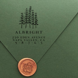 Tampon Auto-encreur Pine Trees & Nom de famille Adresse officielle de