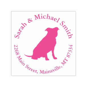 Tampon Auto-encreur Pit Bull Chien Baby shower rose fille Pitbull