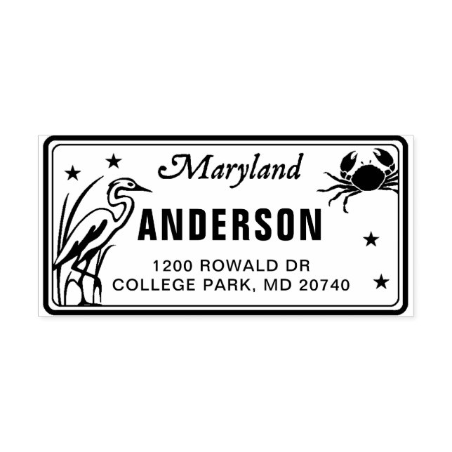 Tampon Auto-encreur Plaque de licence Maryland personnalisée Adresse d (Design)