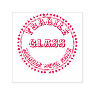 Tampon Auto-encreur Poignée fragile avec attention GLASS avertisseur