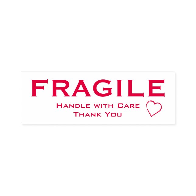 Tampon Auto-encreur Poignée fragile avec soin - Accentuation cardiaque (Design)
