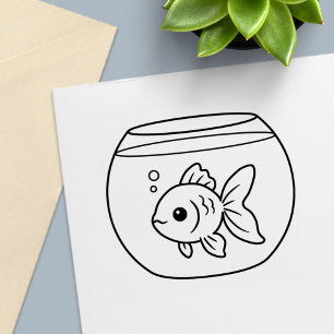 Tampon Auto-encreur Poisson rouge dans un aquarium