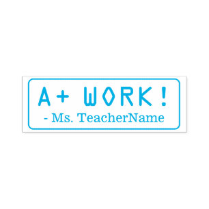 Tampon Auto-encreur Positif "A+ TRAVAIL !" + Nom de l'enseignant Timbr