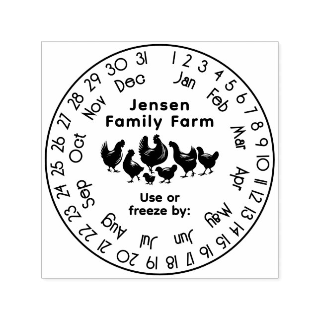Tampon Auto-encreur Poulet Péripforme Calendrier Fraîcheur Date #2S (Design)