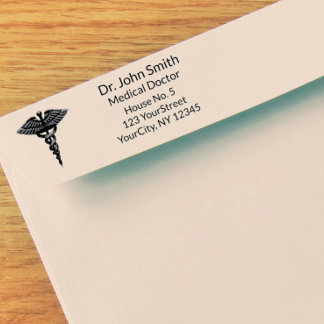 Tampon Auto-encreur Professionnel Simple Médicale Caduceus Noir Blanc