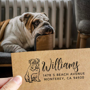 Tampon Auto-encreur Propriétaire de Bulldog anglais Adresse de retour 