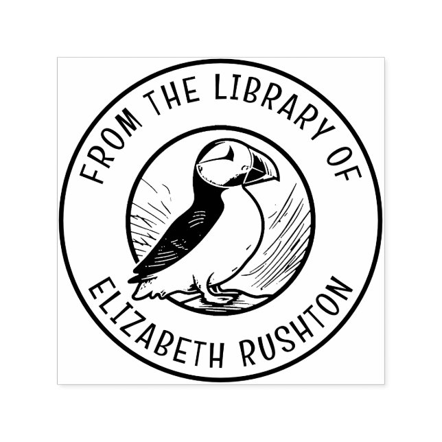 Tampon Auto-encreur Puffin de la bibliothèque de plaques (Design)