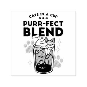 Tampon Auto-encreur Purr-fect Blend : Cat and Coffee Art for Pet Lover