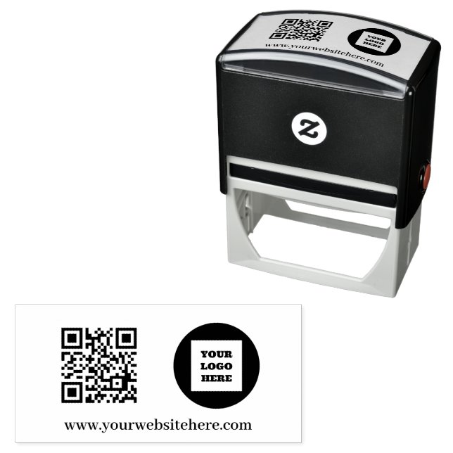 Tampon Auto-encreur QR Code Business Logo Professionnel Moderne Noir (En situation)