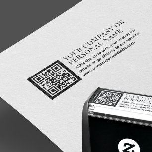 Tampon Auto-encreur QR CODE nom commercial texte personnalisé promotio