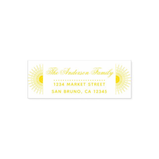 Tampon Auto-encreur Rayons de soleil jaune | Adresse de retour personn (Design)