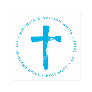 Tampon Auto-encreur Religion croisée chrétienne d'adresse de retour