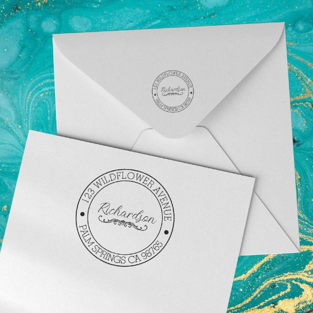 Tampon Auto-encreur Retourner l'adresse de la typographie moderne (Return Address Modern Typography Round Self-inking Stamp)