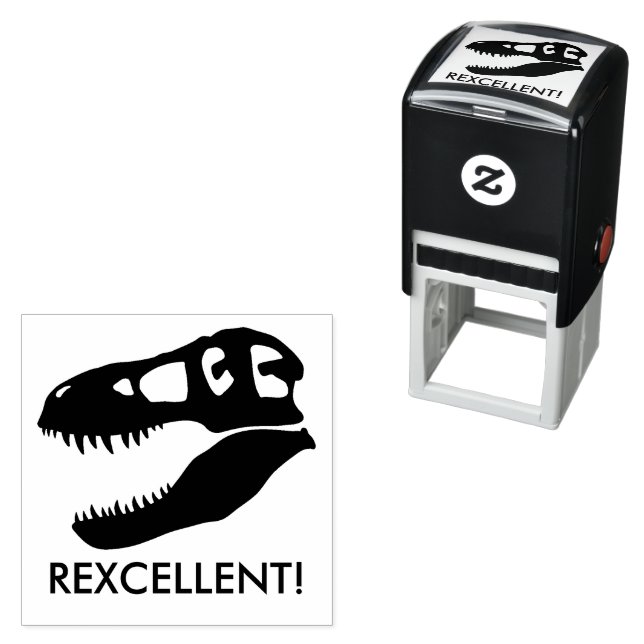 Tampon Auto-encreur Rexcellent ! T-rex Dinosaure Crâne (En situation)