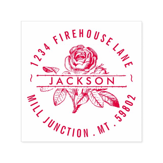 Tampon Auto-encreur Rose En Cercle Auto-Encre Retourner L'Adresse Timb (Design)