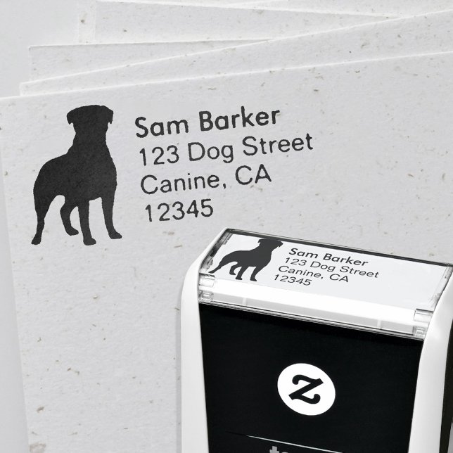 Tampon Auto-encreur Rottweiler Chien race Silhouette Adresse de retour (Créateur téléchargé)
