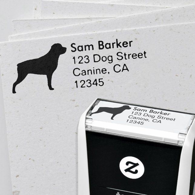 Tampon Auto-encreur Rottweiler Chien race Silhouette Adresse de retour (Créateur téléchargé)