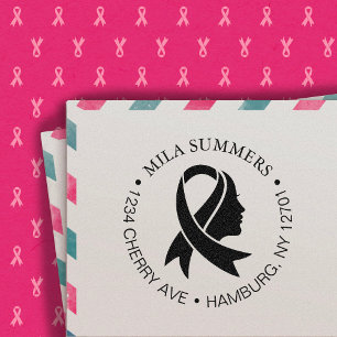 Tampon Auto-encreur Ruban de sensibilisation au cancer du sein Adresse