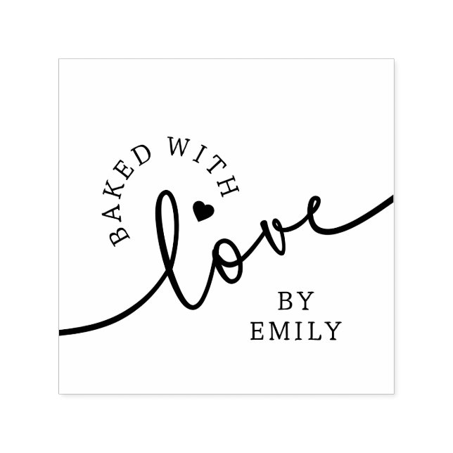Tampon Auto-encreur Rustic Baked with Love Script Heart Handmade (Design)