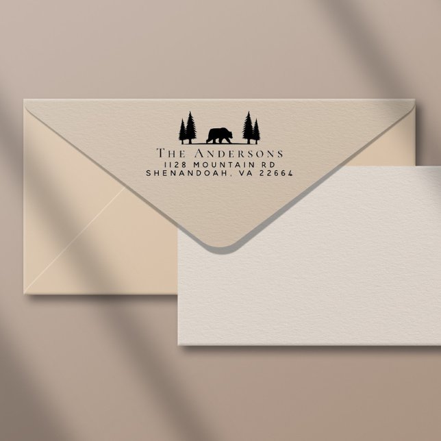 Tampon Auto-encreur Rustic Bear Forest Adresse de retour (Créateur téléchargé)