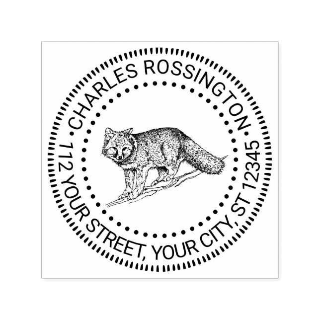 Tampon Auto-encreur Rustic Bushy Fox Nom Adresse de retour (Design)