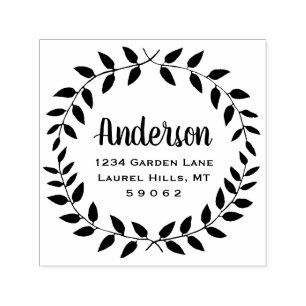 Tampon Auto-encreur Rustic Country Greenery Nom de famille Adresse de