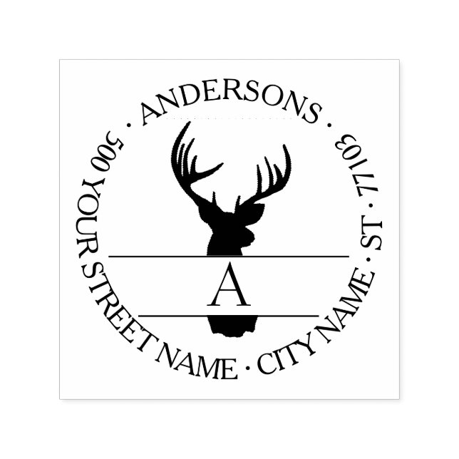 Tampon Auto-encreur Rustic Deer Antlers Adresse de retour (Design)