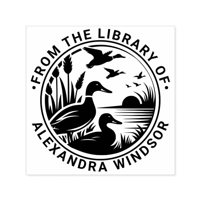 Tampon Auto-encreur Rustic Ducks in Reeds Library Nom du livre (Design)