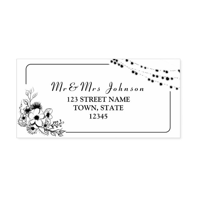 Tampon Auto-encreur Rustic Floral Mariage Adresse de retour (Design)