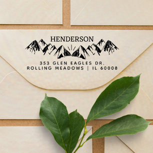 Tampon Auto-encreur Rustic Mountains Simple Adresse de retour