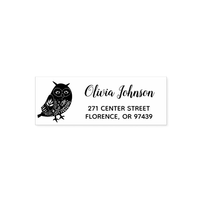 Tampon Auto-encreur Rustic Owl Adresse de retour personnalisée (Design)