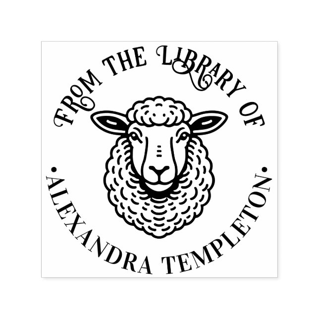 Tampon Auto-encreur Rustic Sheep Head Library Nom du livre #1P (Design)