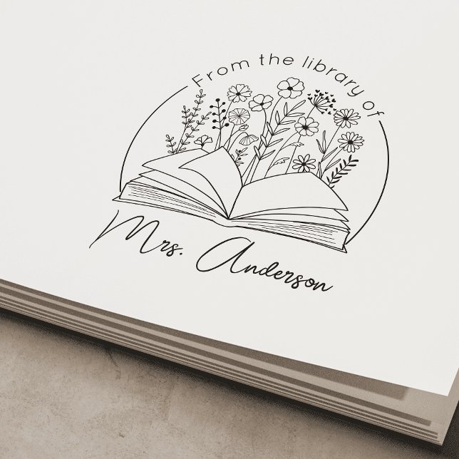 Tampon Auto-encreur Salle de classe "De la bibliothèque de" Plaque flo (Créateur téléchargé)