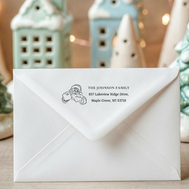 Tampon Auto-encreur [Santa Stamp] Custom Christmas Card Mail Address  ([Santa Stamp] Custom Christmas Card Mail Address Self-inking Stamp)