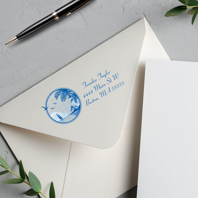 Tampon Auto-encreur Scène de plage personnalisée (Créateur téléchargé)