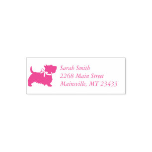 Tampon Auto-encreur Scotty Chien Baby shower écossais Terrier rose